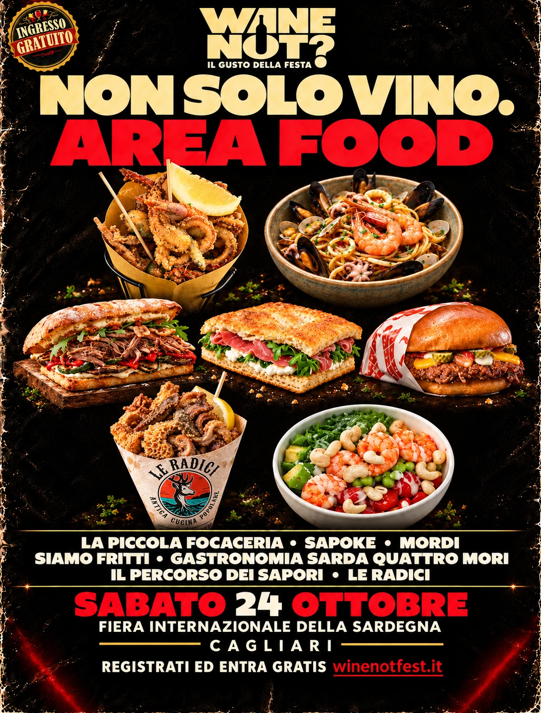 Area food Wine Not?: La Piccola Focaceria, Sapokè, Mordi, Siamo Fritti, Gastronomia Sarda Quattro Mori, Il Percorso dei Sapori e Le Radici